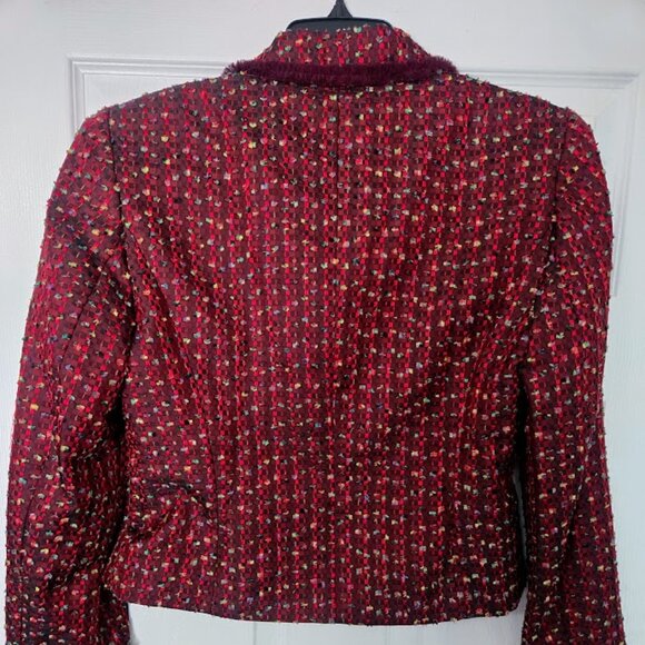 Vintage Bergamo burgundy textured blazer Size 6 NWT - Picture 4 of 8